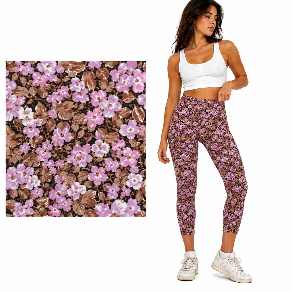 Offline by Aerie Real Me High Rise 7/8 Leggings Pink Brown Floral Womens Size S‎